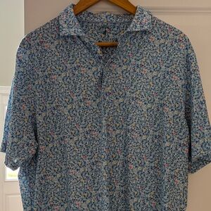 Johnnie O Floral Top Shelf Blue Men's polo golf Shirt